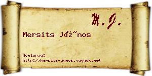 Mersits János névjegykártya