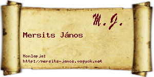 Mersits János névjegykártya
